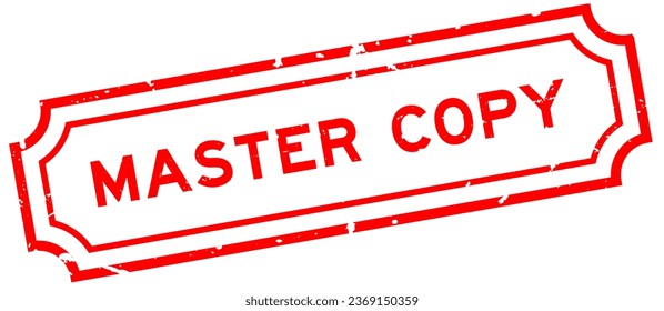 Grunge red master copy word rubber seal stamp on white background