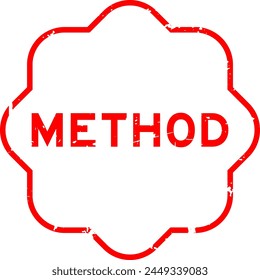 Grunge red method word rubber seal stamp on white background