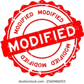 Grunge red modified word round rubber seal stamp on white background