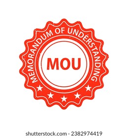 Grunge red MOU (abbreviation of memorandum of understanding) word round rubber seal stamp on white background. Vector illustration