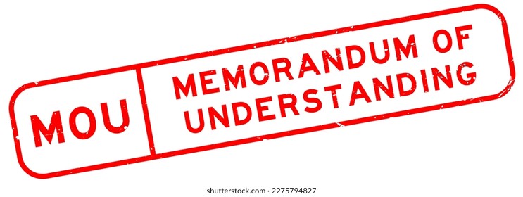 Grunge red MOU memorandum of understanding word square rubber seal stamp on white background