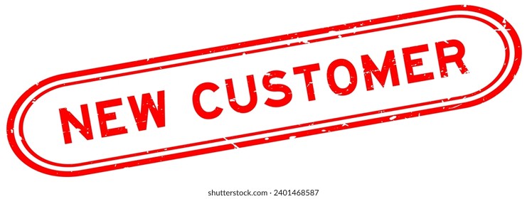 Grunge red new customer word rubber seal stamp on white background
