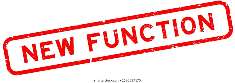 Grunge red new function word rubber square seal stamp on white background