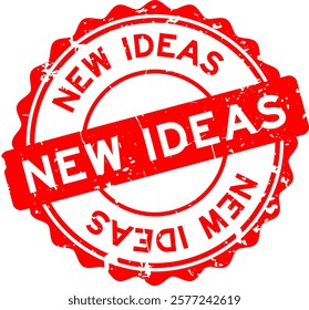 Grunge red new ideas word round seal stamp on white background
