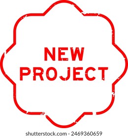 Grunge red new project word rubber seal stamp on white background