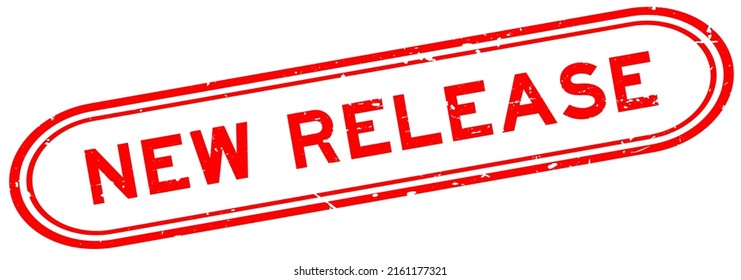Grunge red new release word rubber seal stamp on white background