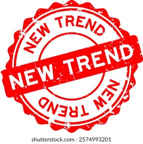 Grunge red new trend word round seal stamp on white background