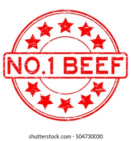 Grunge red no. 1 beef with star rubber stamp