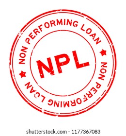 Grunge red NPL word (abbreviation of non performing loan) round rubber seal stamp on white background