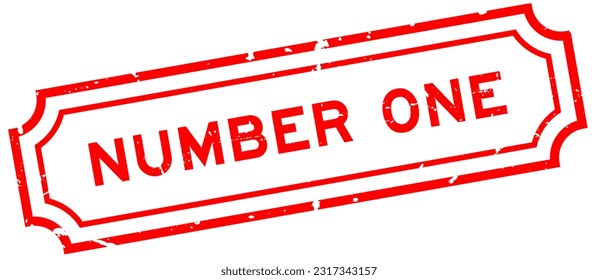 Grunge red number one word rubber seal stamp on white background