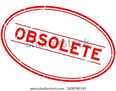 Grunge red obsolete word oval rubber seal stamp on white background