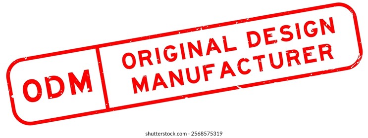 Grunge red ODM Original design manufacturer word square rubber seal stamp on white background