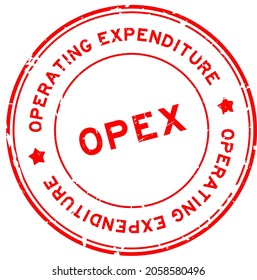 Grunge red OPEX operating expendiure word round rubber seal stamp on white background