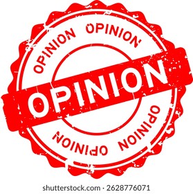 Grunge red opinion word round rubber seal stamp on white background