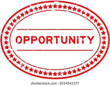 Grunge red opportunity word oval rubber seal stamp on white background