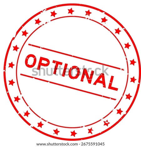 Grunge red optional word round rubber seal stamp on white background