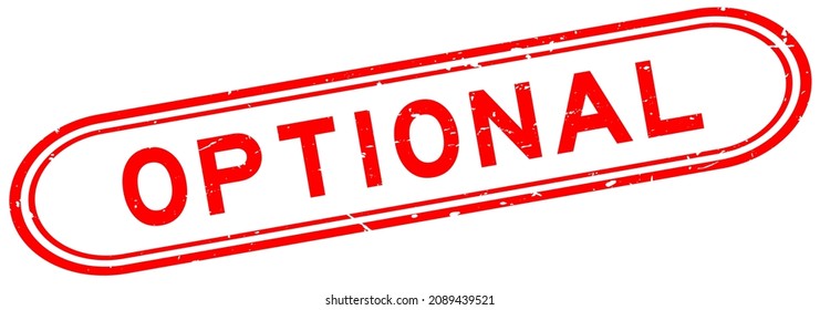 Grunge red optional word rubber seal stamp on white background
