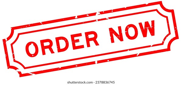 Grunge red order now word square rubber stamp on white background 