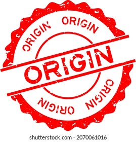 Grunge red origin word round rubber seal stamp on white background