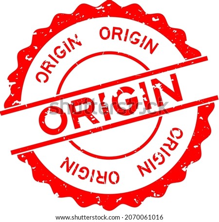 Grunge red origin word round rubber seal stamp on white background