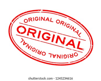 Grunge red original word oval rubber seal stamp on white background