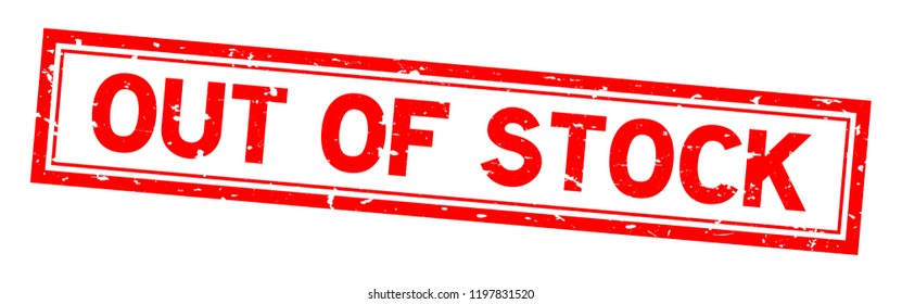 Grunge red out of stock word rubber seal stamp on white background