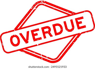 Grunge red overdue word rubber seal stamp on white background