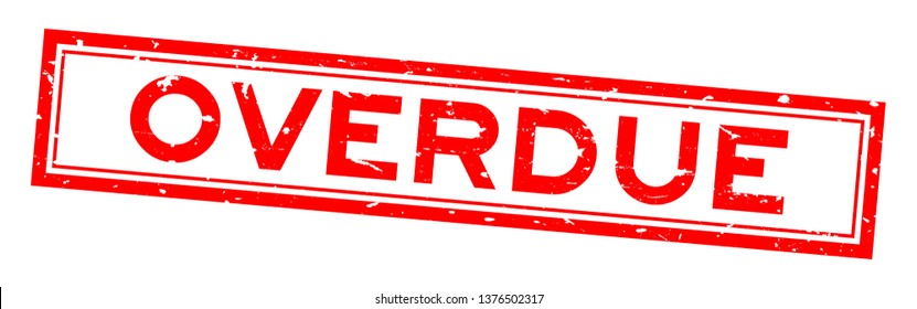 Grunge red overdue word square rubber seal stamp on white background