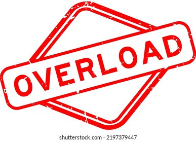 Grunge red overload word rubber seal stamp on white background