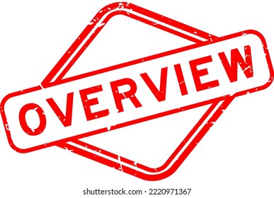 Grunge red overview word rubber seal stamp on white background
