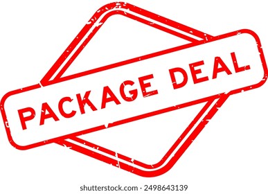 Grunge red package deal word rubber seal stamp on white background