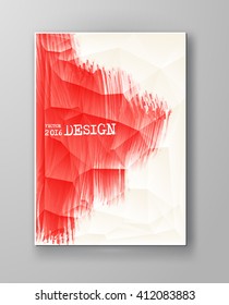 Grunge red paint brush strokes brochure. Abstract vector illustration.