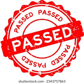 Grunge red passed word round rubber seal stamp on white background