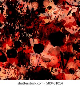 Grunge red pattern. Watercolor effect. Abstract seamless texture. Splatter background