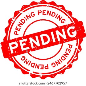 Grunge red pending word round rubber seal stamp on white background