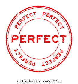 Grunge red perfect round rubber seal stamp on white background