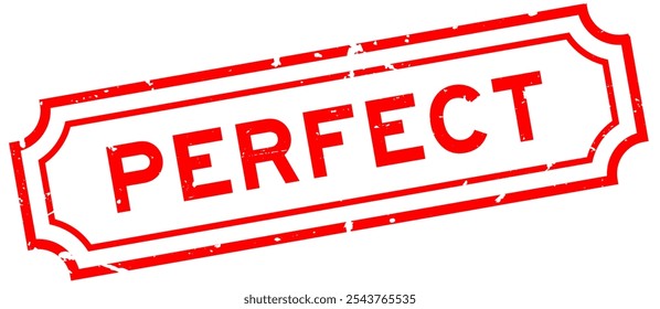 Grunge red perfect word rubber seal stamp on white background