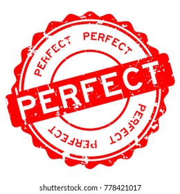 Grunge red perfect wording round rubber seal stamp on white background