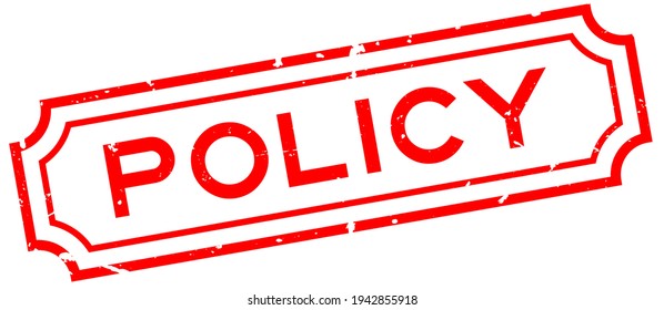 Grunge red policy word square rubber seal stamp on white background