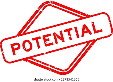 Grunge red potential word rubber seal stamp on white background