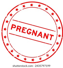 Grunge red pregnant word round rubber seal stamp on white background