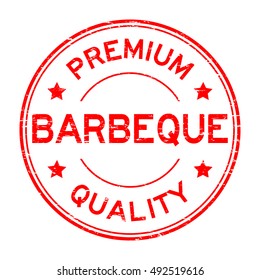 Grunge red premium quality barbeque (BBQ) rubber stamp
