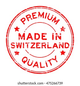 Grunge red premium quality and made in Switzerland rubber stamp