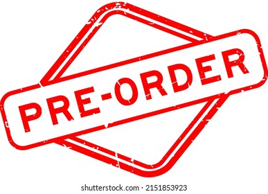 Grunge red pre-order word rubber seal stamp on white background