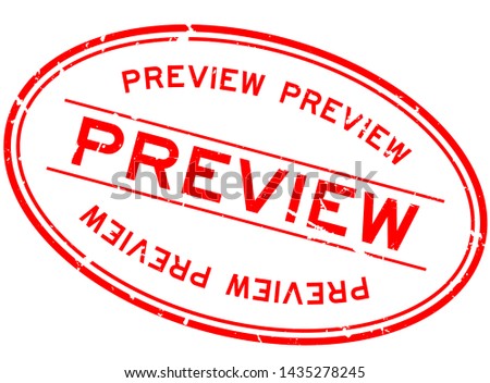 Grunge red preview word oval rubber seal stamp on white background