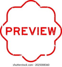 Grunge red preview word rubber seal stamp on white background