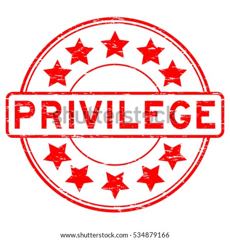 Grunge red privilege with star icon round rubber stamp