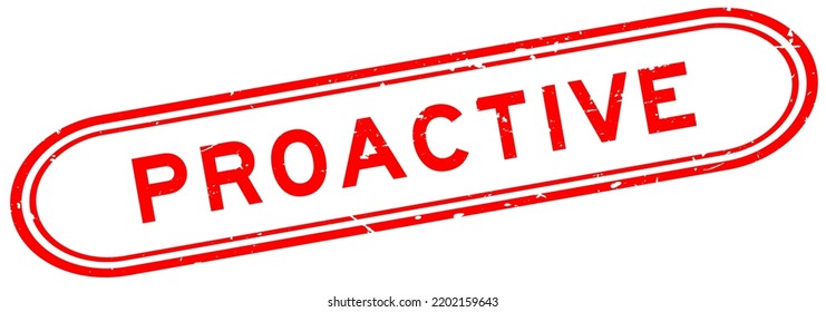 Grunge red proactive word rubber seal stamp on white background
