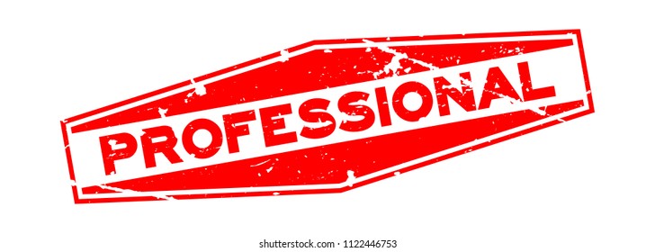 Grunge red professional word hexagon rubber seal stamp on white background