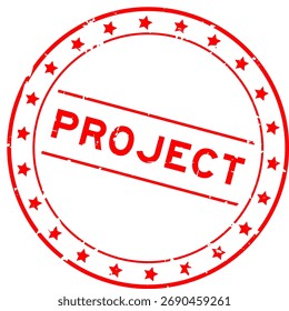 farbiges rotes Projekt, Wortrund, Gummisiegel, Stempel auf weißem Hintergrund